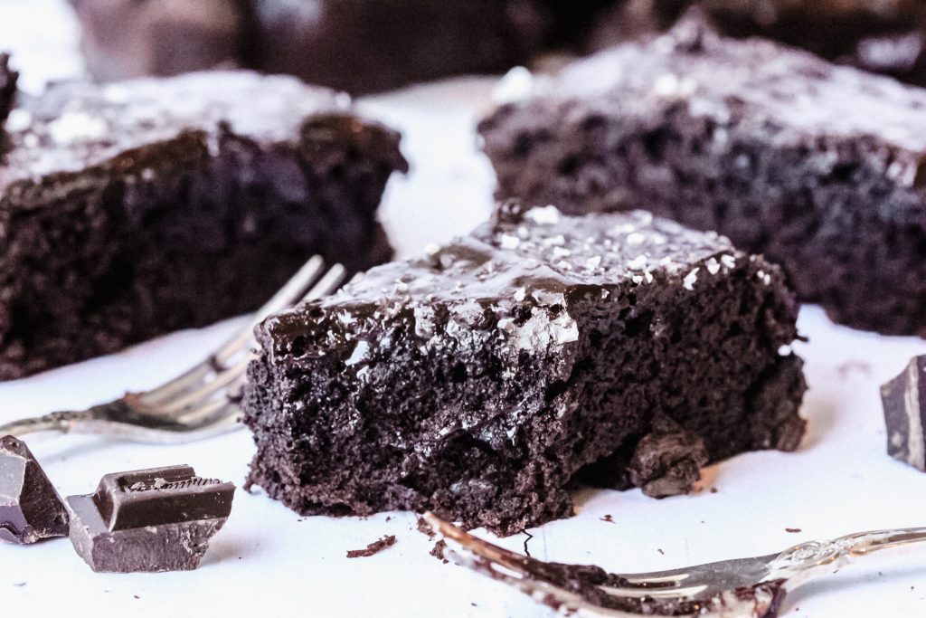 Chocolate, brandy and sultana brownie.