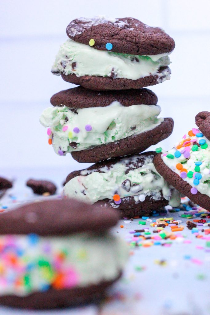 Mint Chocolate Chip Ice Cream Sandwiches