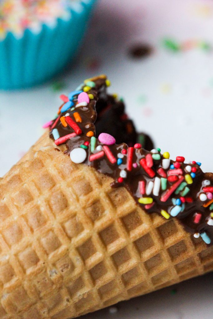 Chocolate dipped waffle cones